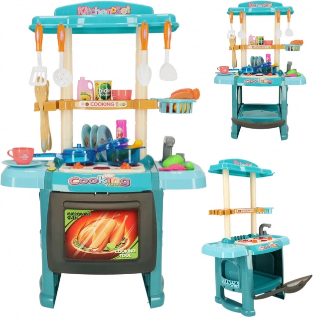 Cuisine amusante pour enfants avec four, brûleurs, sons et lumières