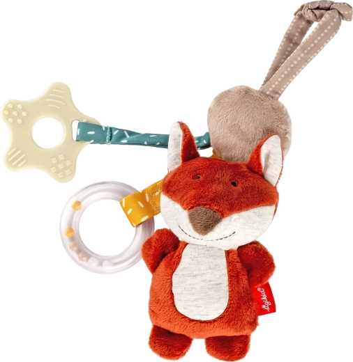 Sigikid – jouet d’éveil suspendu renard avec hochet, anneau de dentition et pouet-pouet