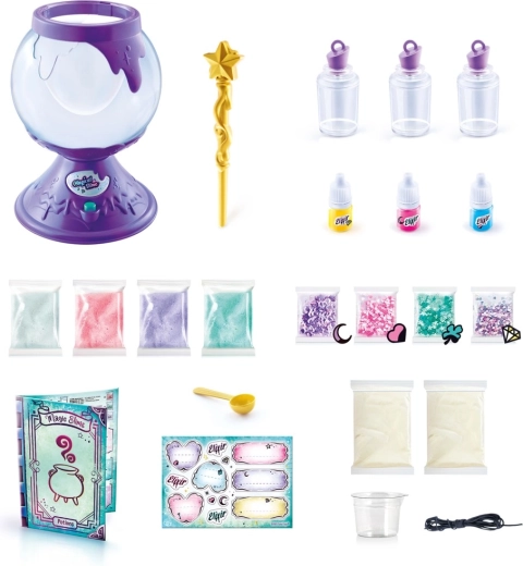 Baguette dorée et flacons à porter au cou