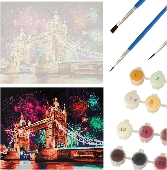 Peinture par numéros – Pont avec feu d'artifice