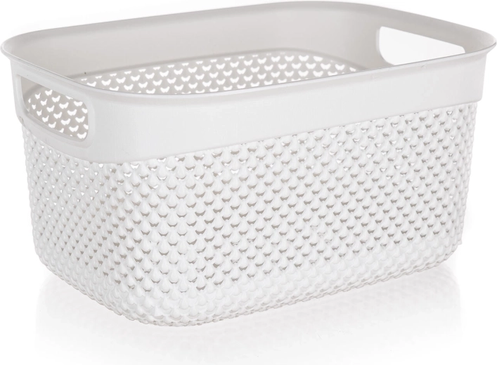Panier en plastique aspect rotin 6,6 l blanc 29 × 21,5 × 15 cm