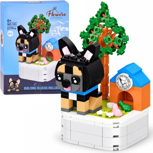 Kit de construction chien sur socle – bouledogue, 217 pièces