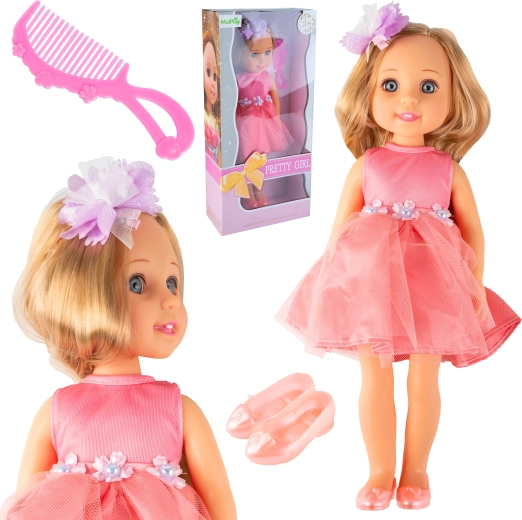 Poupée Pretty Girl en robe rose 36 cm