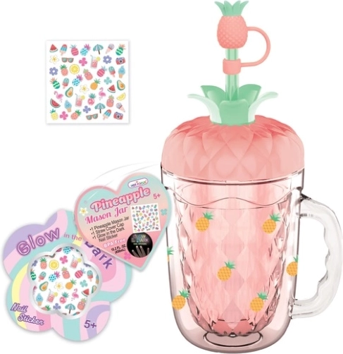 Gobelet enfant Hot Focus avec paille et autocollants ananas