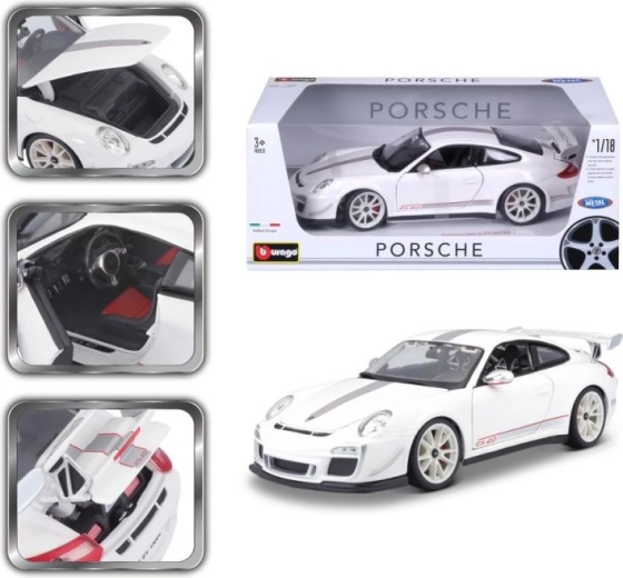 Voiture miniature en métal Porsche 911 GT3 RS blanche échelle 1:18