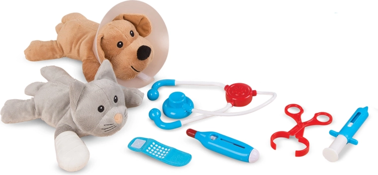 Deux patients en peluche : chien et chat
