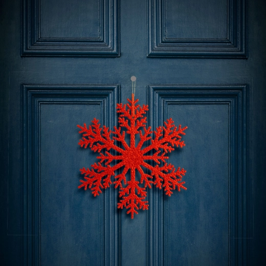 Décoration de Noël suspendue en forme de flocon de neige rouge, 31 cm