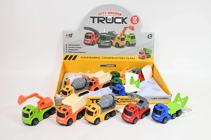 Petits camions en présentoir de vente (12 pcs)