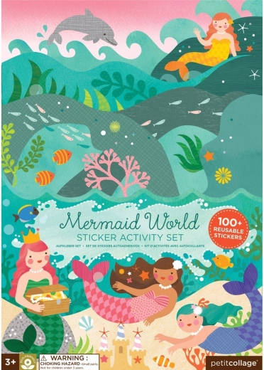 Petit Collage autocollants réutilisables avec scène – Le monde des sirènes