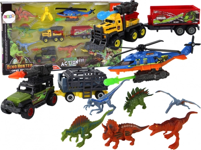 Set de véhicules Hélicoptère Dinosaures 6 pièces Colorées