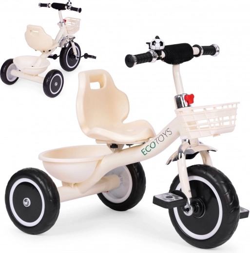 Tricycle pour enfants avec panier et sonnette, beige, ECOTOYS