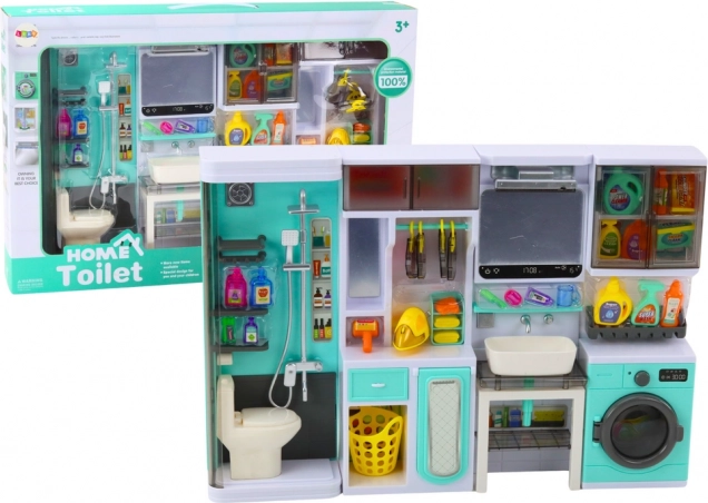 Set de salle de bain pour enfants 4‑en‑1 – douche, toilettes, machine à laver et accessoires