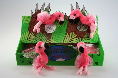 Porte-clés flamant rose en peluche 24/pqt
