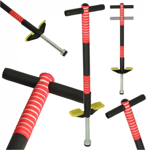 Bâton Pogo rouge avec hauteur réglable