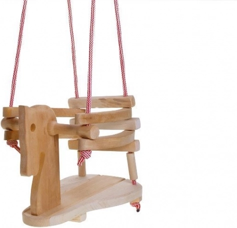 Balançoire cheval en bois pour enfants