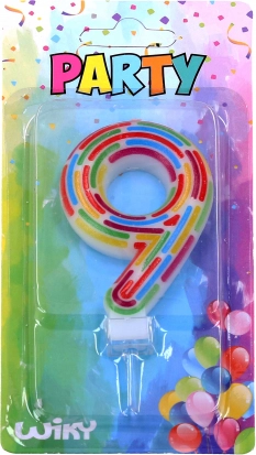 Bougie de fête pour gâteau chiffre 9 – rayures