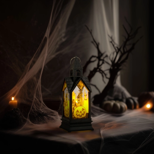 Décoration lumineuse d'Halloween en forme de citrouille avec LED jaune