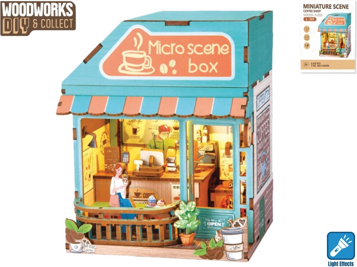 Woodworks - kit de construction en bois représentant un café avec éclairage