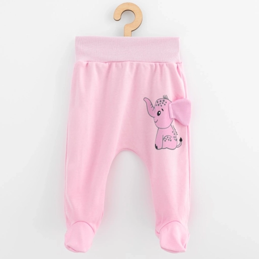Semi-salopettes en coton pour bébé NEW BABY Happy Elephant rose