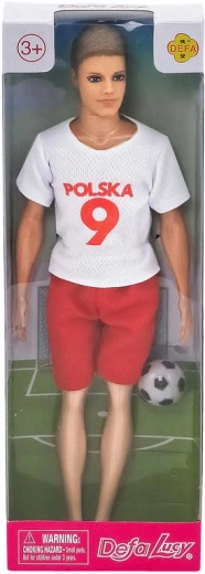Poupée Defa Lucy footballeuse en maillot Pologne avec ballon 30 cm - 1 pièce