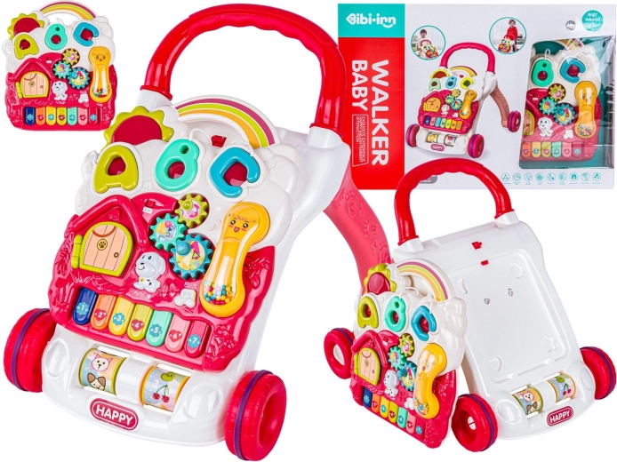 Trotteur éducatif pour enfants avec panneau musical rouge