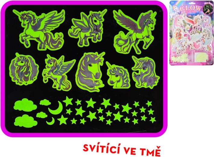 Autocollants phosphorescents licornes et petites étoiles pour chambre d’enfant – 40 pièces