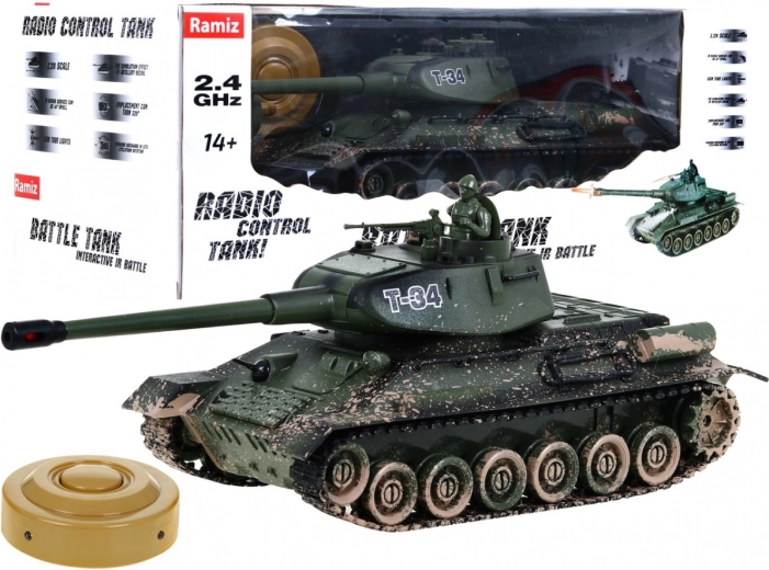 Char RC T-34 1:28 avec bataille IR, sons et lumières