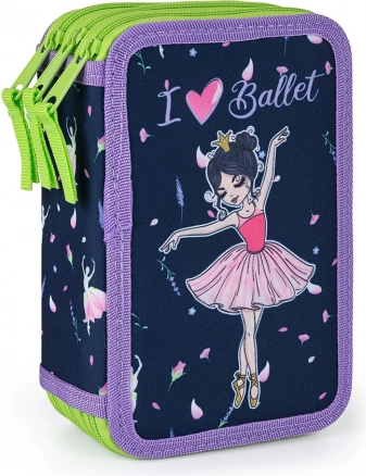 Trousse scolaire à trois étages ballerine sans contenu