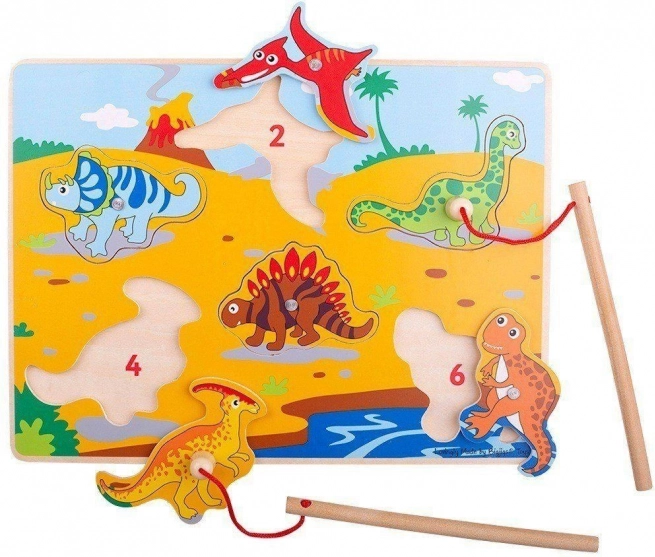 Bigjigs Toys Jeu en bois de pêche aux dinosaures