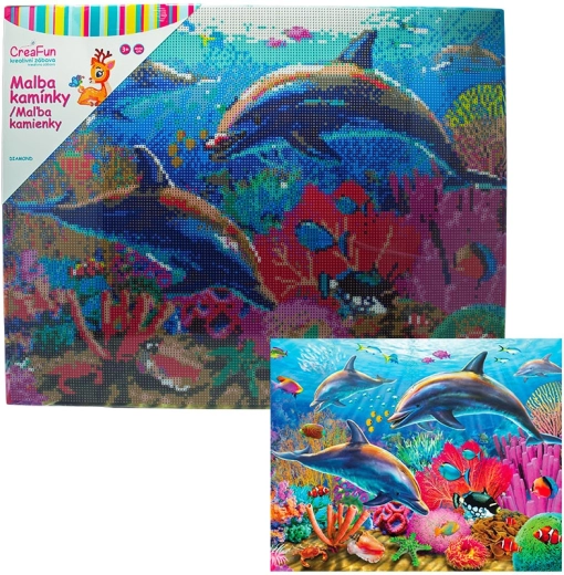 Peinture diamant – dauphins 40 × 50 cm