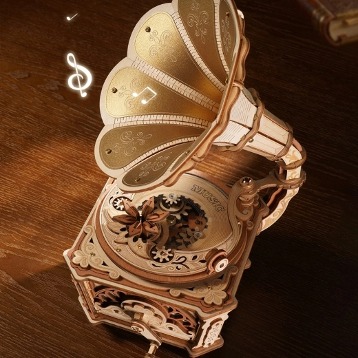 Gramophone mécanique fonctionnel à manivelle