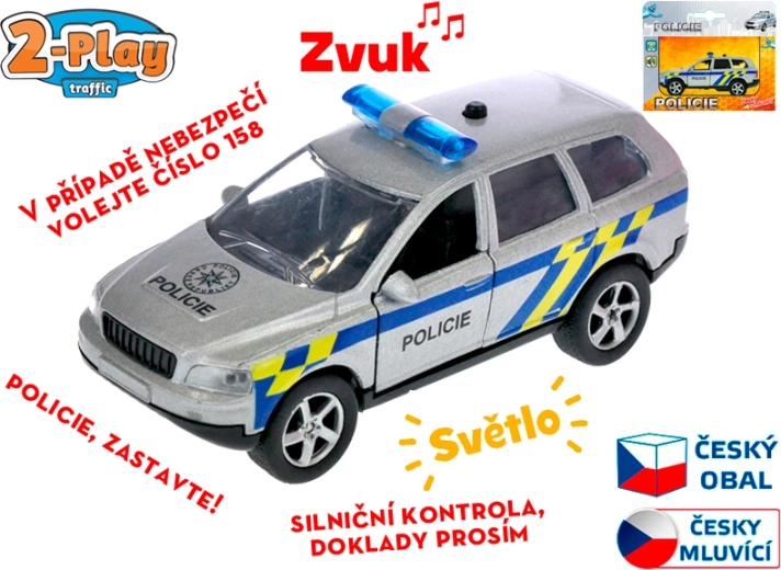 Voiture de police 11 cm à rétrofriction avec lumière, annonces en tchèque