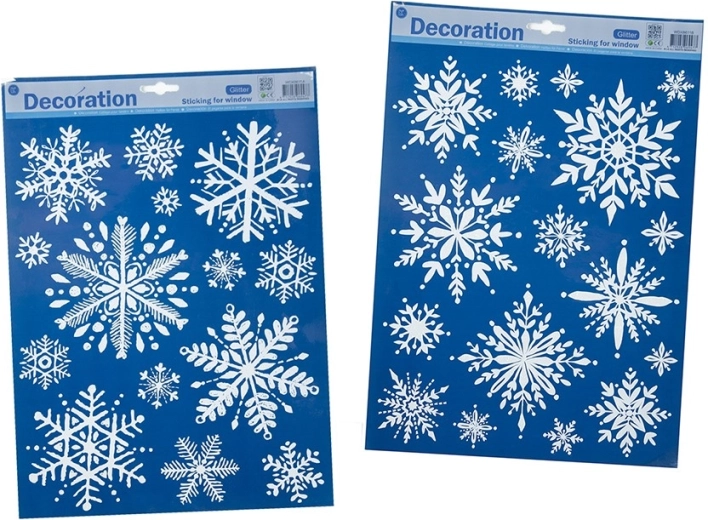 Flocons de neige de Noël autocollants pour fenêtre avec paillettes