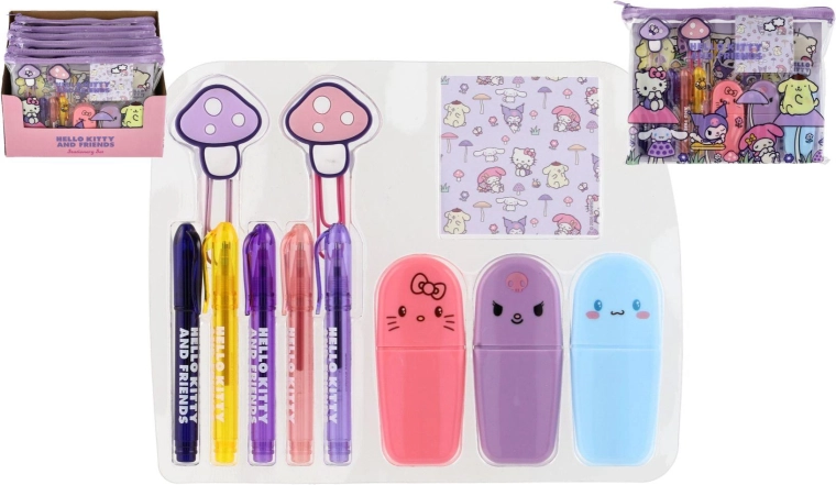 Grand set scolaire Hello Kitty et ses amis sur le thème des champignons