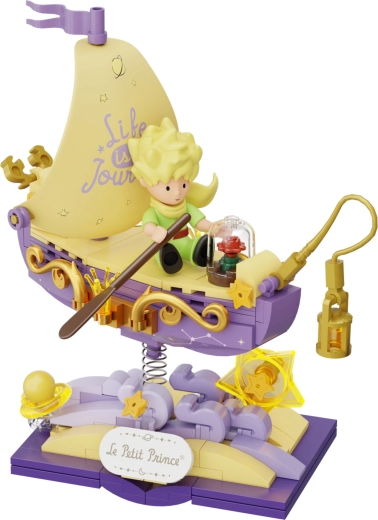 Design poétique avec rose, étoiles et lanterne