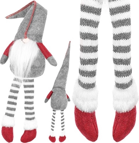 Lutin assis décoration textile 50 cm – Gris