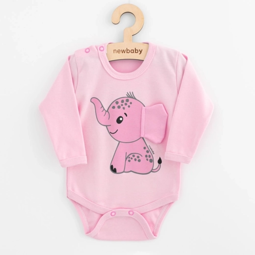 Body bébé à manches longues NEW BABY Happy Elephant rose