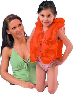 Gilet de natation gonflable pour enfants avec col 3–6 ans, orange