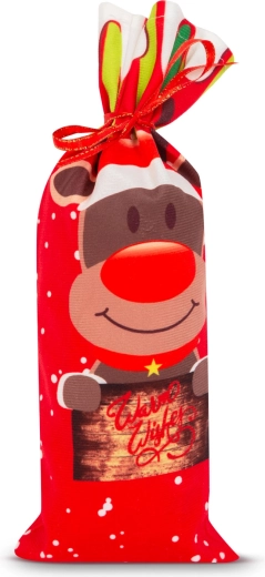 Support de bouteille de Noël avec ruban et motif renne