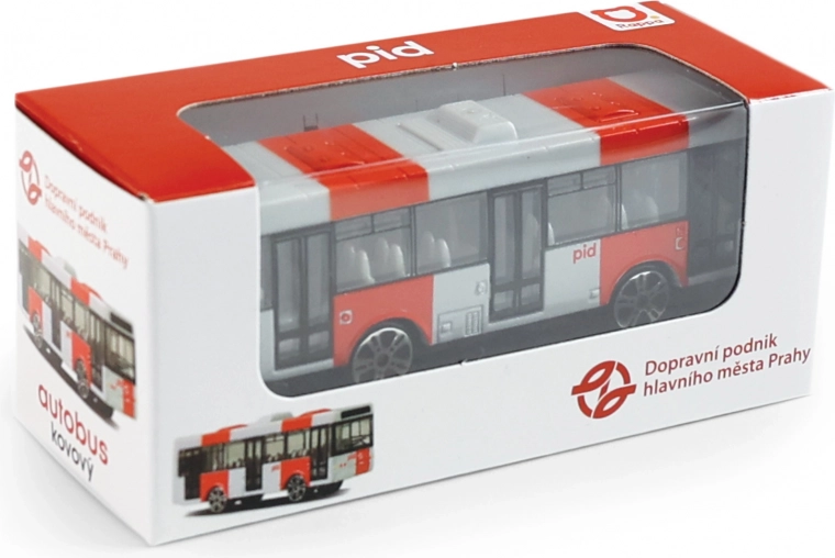 Bus métallique PID Prague rouge