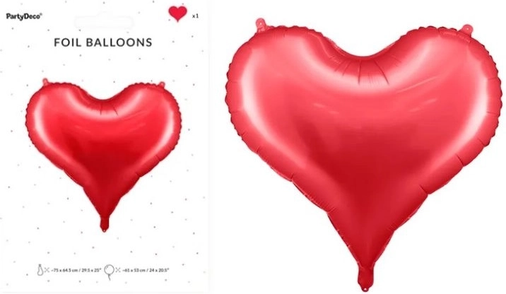 Ballon en aluminium cœur rouge 75 × 64,5 cm