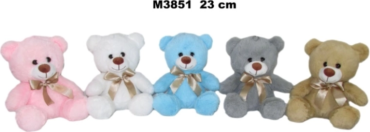 Ours en peluche 23 cm avec nœud