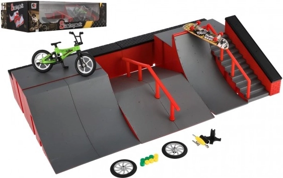 Skatepark – set fingerboard et BMX avec rampes et accessoires