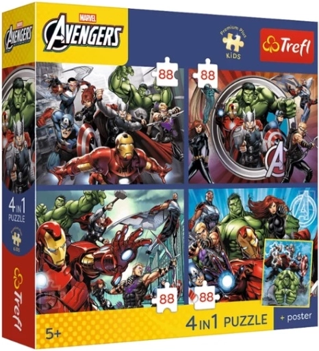 Puzzle premium plus kids Avengers : les héros sont parmi nous (4×88 pièces)