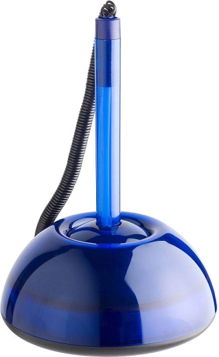 Stylo à bille ICO Lux sur socle bleu transparent