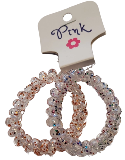 Élastiques spiralés PINK pour cheveux avec paillettes (2 pcs)