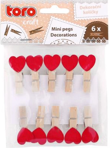 Pinces à linge en bois avec cœur 3,5 cm (10 pcs)