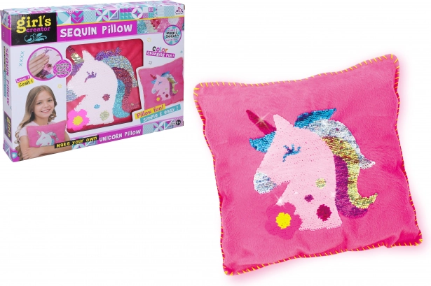 Oreiller licorne avec paillettes et couture pour enfants