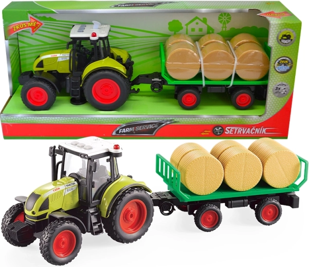 FARM SERVICE tracteur avec remorque et bottes de paille 1:16