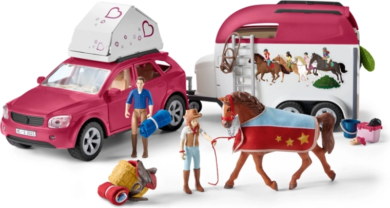 Schleich Horse Club SUV d’aventure avec remorque pour chevaux et figurines